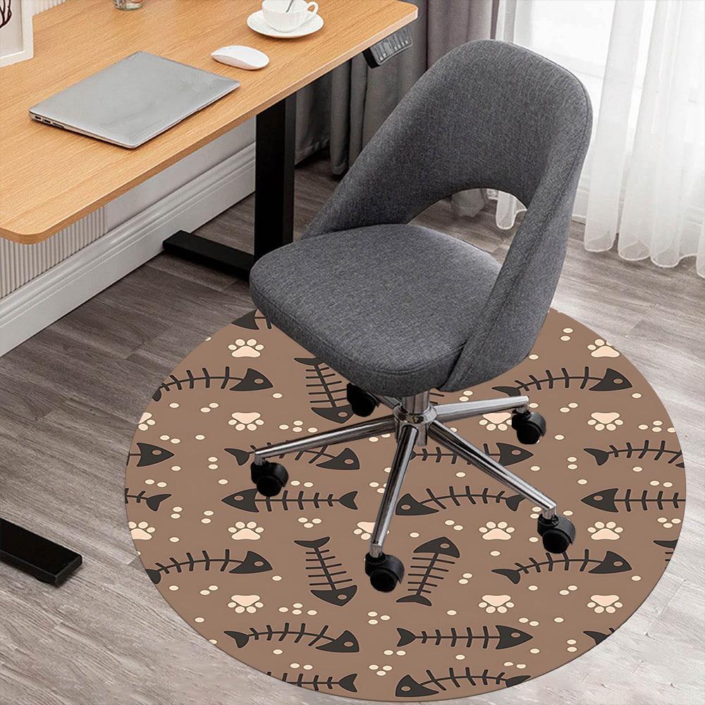 

1pc fishbone paw print Round Chair mat Area Rug - Non-Slip, Floor Mat for Office, Bedroom, and Indoor Decor c1125041 80cm by 80cm