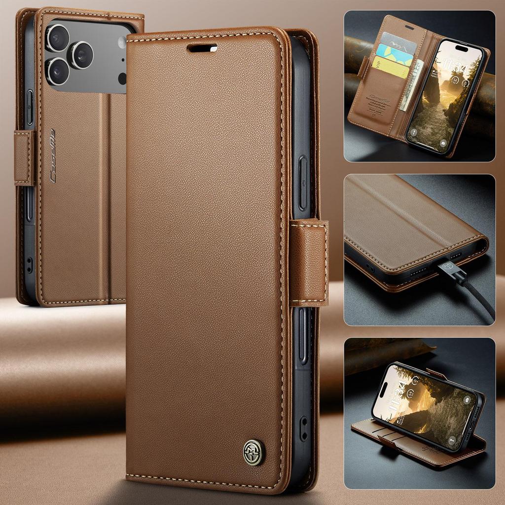 CaseMe-023 Flip Leather Case For iPhone 17 Pro Max Luxury Magnetic Wallet Card Slots Cover Stand Protectives Skins Shell