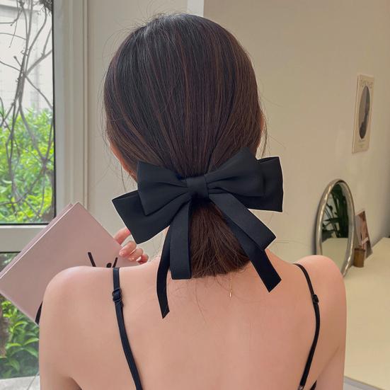 Hairpin Smooth Satin Hand-Sewn Three-Dimensional Ribbon Large Bow Hair Clip Hair Styling Tool Hair Accessories
