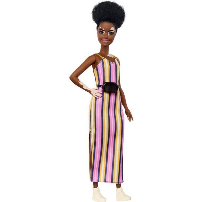 BARBIE Fashionistas Vitiligo Robe Longue Rayée