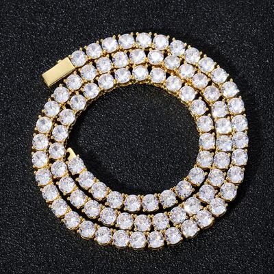 Hiphop 3mm 4mm 5mm 6mm Tennis Chain Necklace 14k Gold Plated Iced Out Cubic Zircon Choker Tennis Necklace Men Women Jewelry