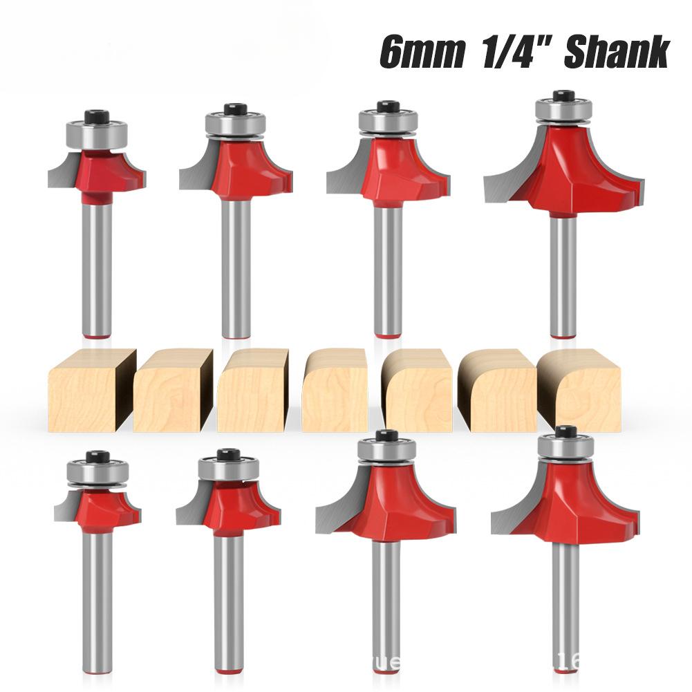 Woodworking Bearing Round Corner Cutter Trimming Machine Cutter Head Chamfering Slotting Engraving Woodworking Cutter Gong Cutter 1/4 Handle 6 Handle