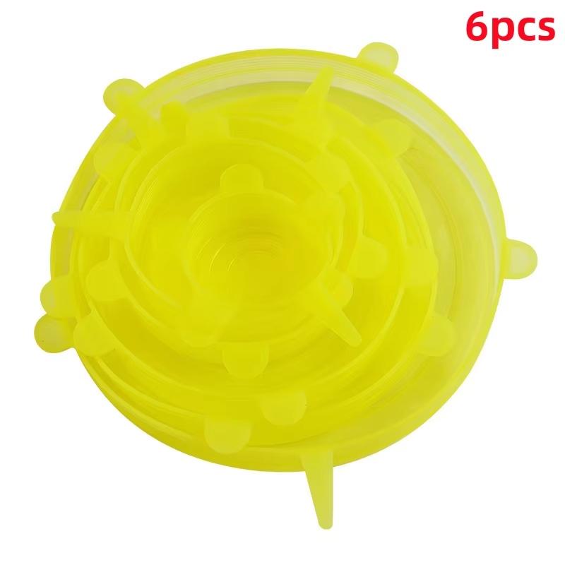 6pcs Reusable Silicone Stretch Lids For Food Bowls - Multifunctional Fruit And Vegetable Fresh-Keeping Cover