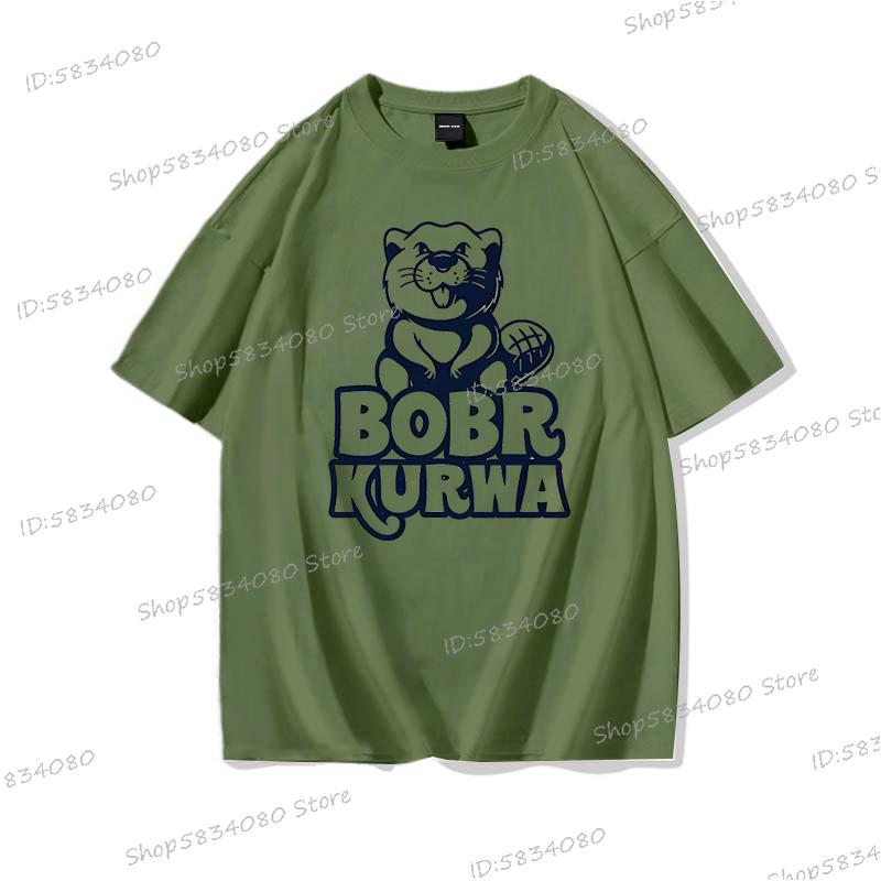 Bobr Kurwa Cotton Short Sleeve Tshirt Women Unisex Clothes Funny Kurwa Bober Cartoon Tee Shirt Harajuku Y2k High Quality Loose Tee