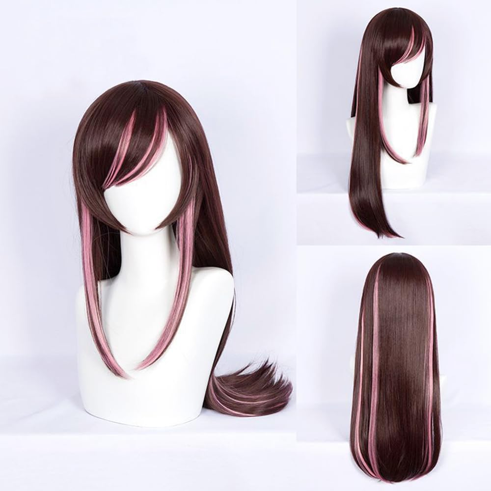 Sizuuenn VTuber Kizuna AI Cosplay Long Hair Cosplay Wig with Dedicated Perfect for School Cultural and Photo L1 Wig, Wig, Type, Heat-Resistant Yarn,