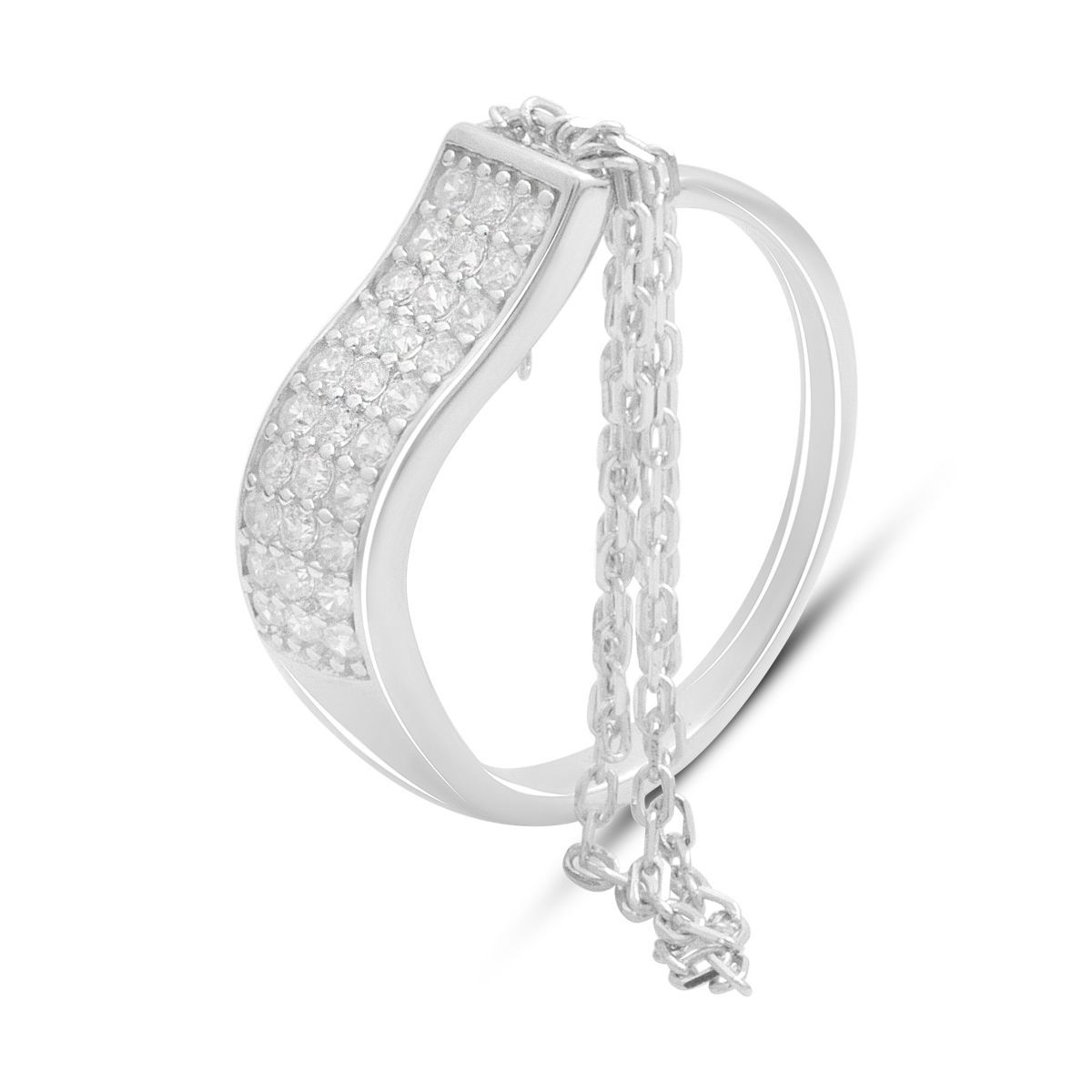 

Серебряное кольцо с фианитами, вес изделия 3,25 гр (2182641) 18