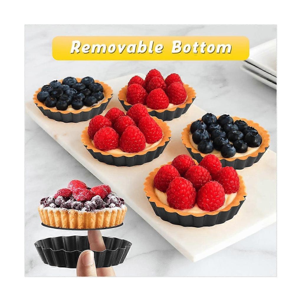 32PCS 3 Inch Mini Tart Pans Egg Tart Mold with Removable Bottom Round Quiche Pan Mini Pie Pans Bakeware Mold