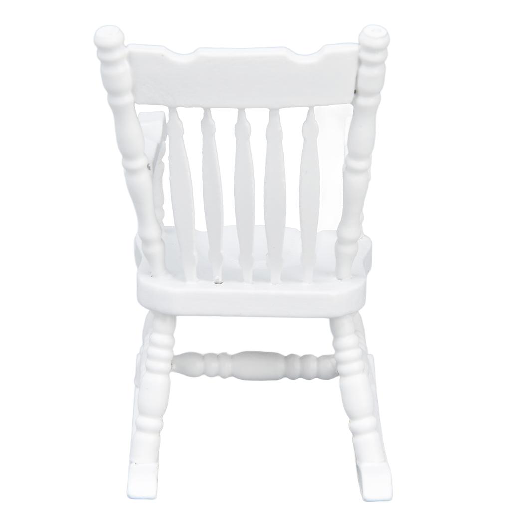 1:12 Dollhouse Chair Wood Doll House Miniature Rocking Chair White Mini Dollhouse Furniture