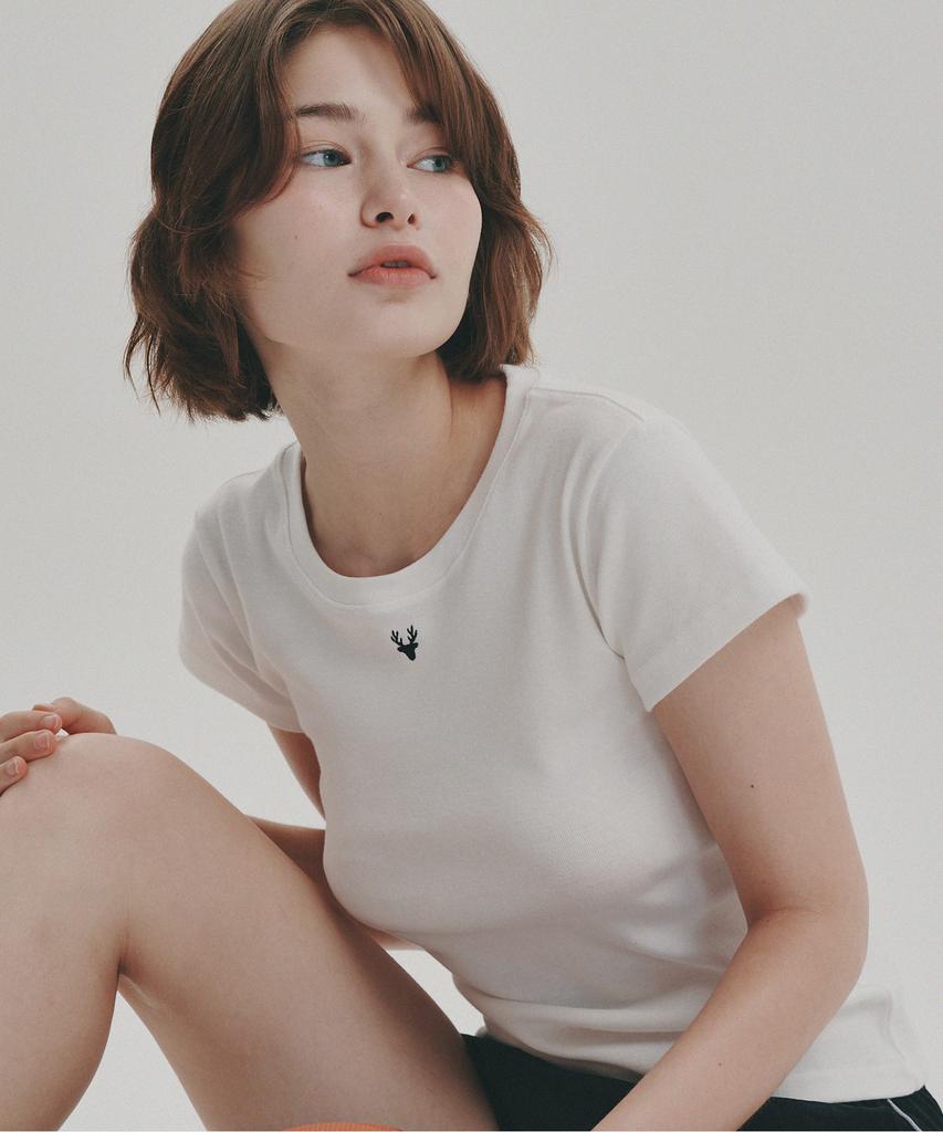 Dieomaidieo Dear Symbol Crop T-Shirt (White)