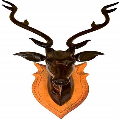 Décoration murale en bois faite à la main, tête de cerf, 50 cm