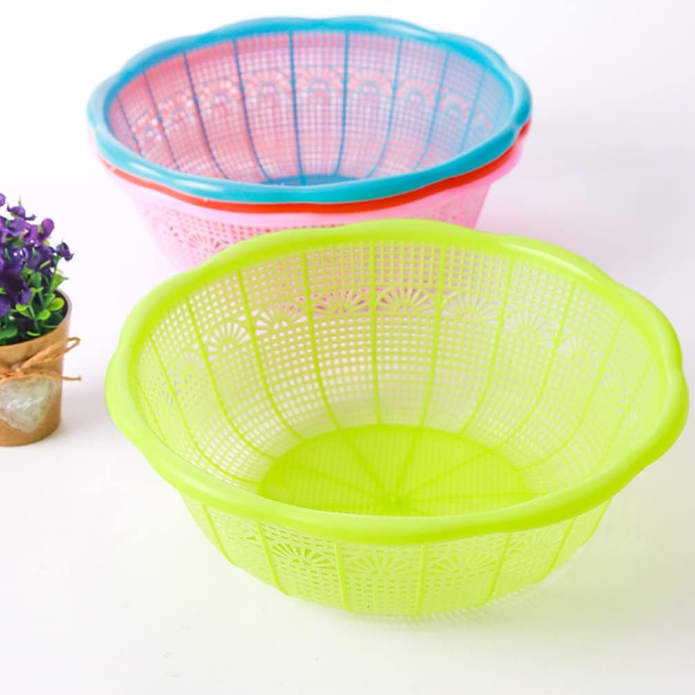 4Pcs Plastic Rice Washing Basket Set - Multifunctional Colander for Fruits Vegetables and Rice - Space-Saving Kitchen Tool - Assorted Color