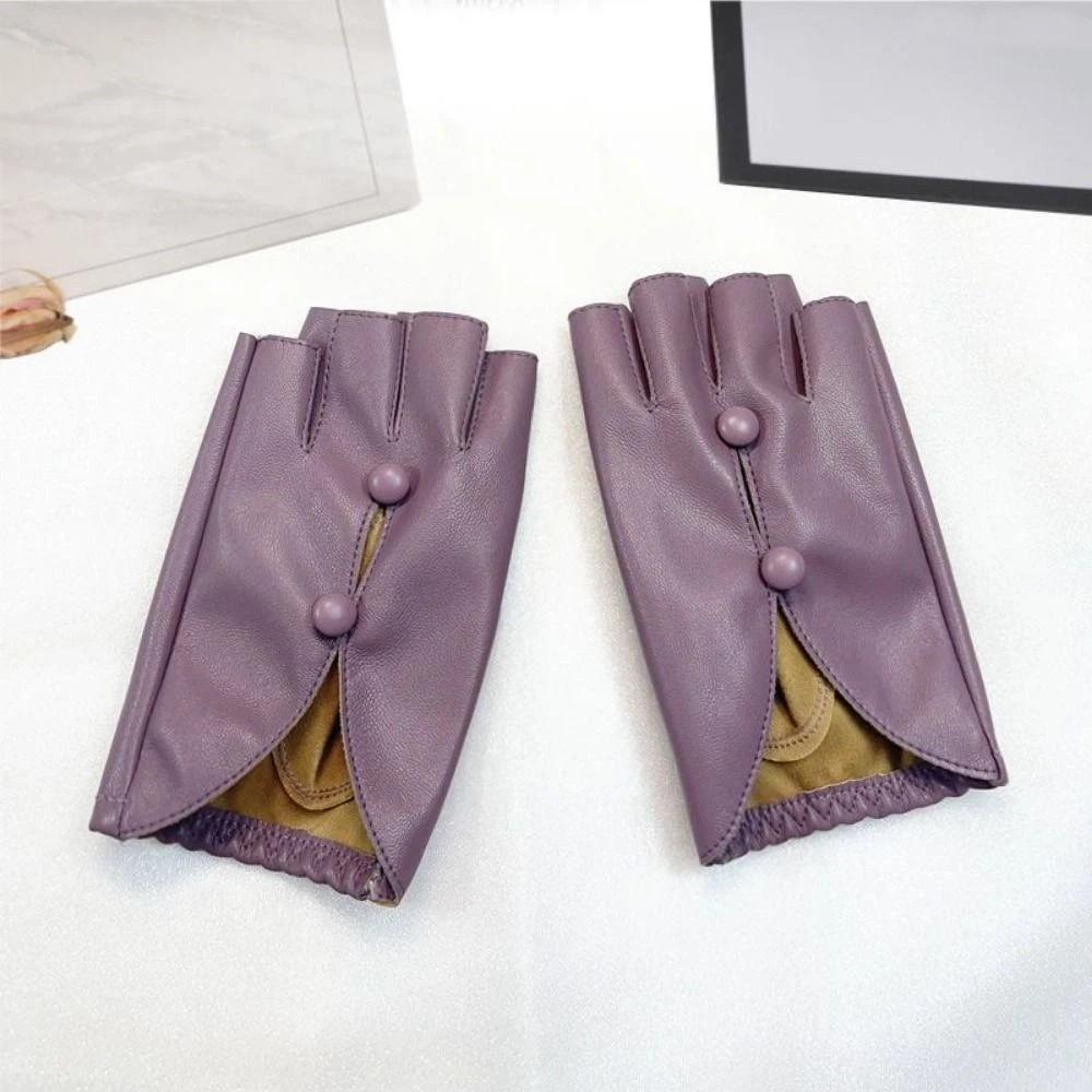 Rękawiczki bez palców z dziurką na guzik Skóra PU Rękawiczki do występów tanecznych Damskie rękawiczki skórzane Cosplay