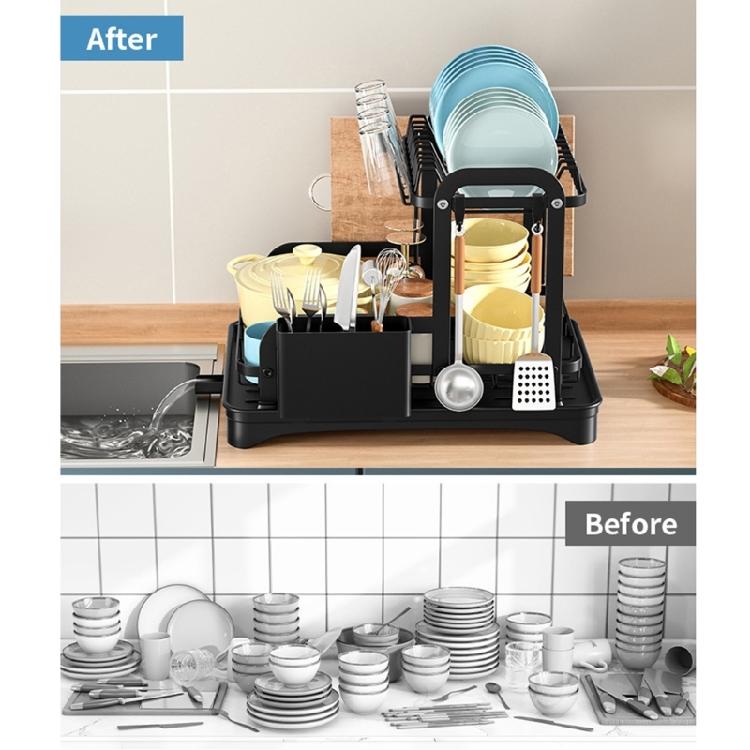 Multiurpose 360° Rotating Kitchen Dish Drying Storage Rack with Double Layer Designs Portable Accessory for Easy Use