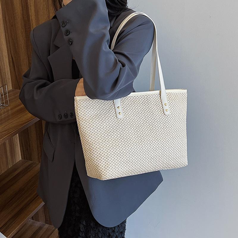 Large Capacity Popular Casual Bag New Style Korean Style Handbag Woven Simple Shoulder Bag Tote Bag