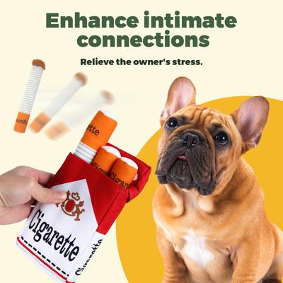 Dog Cigarette Toys Creative Cigar Interactive Plush Chewing Toy with Squeaky Sound Funny Puppies Toys for Small To Medium Breed