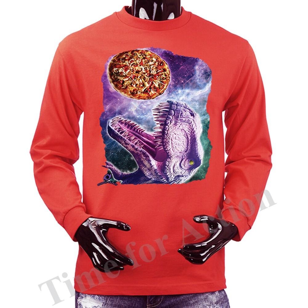 Pizza Dinosaur In Space Animals Pet Funny Joke Humor Humorous Graphic T-shirt Unisex T-Shirt L