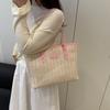 PU Weave Tote Bag Large Capacity Beach Straw Handbag Sweet Straw Shoulder Bag  Summer