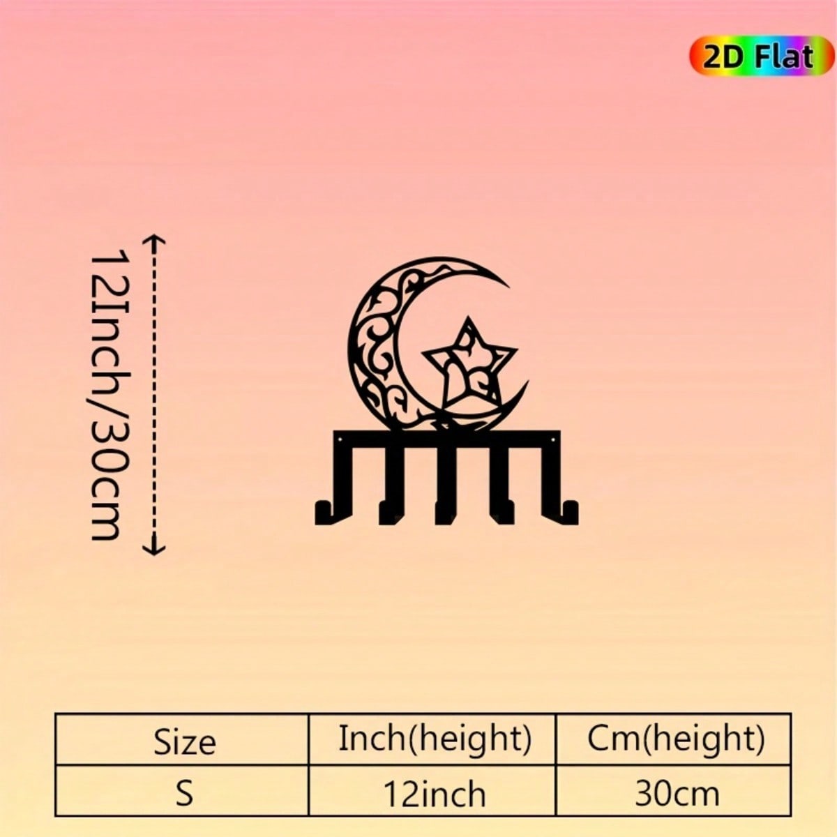 Heavy Iron Retro Star Moon Key Holder Wall Sculpture with 5 Hooks Metal Wall Decor for Hallway Living Room Bedroom Christmas Gift