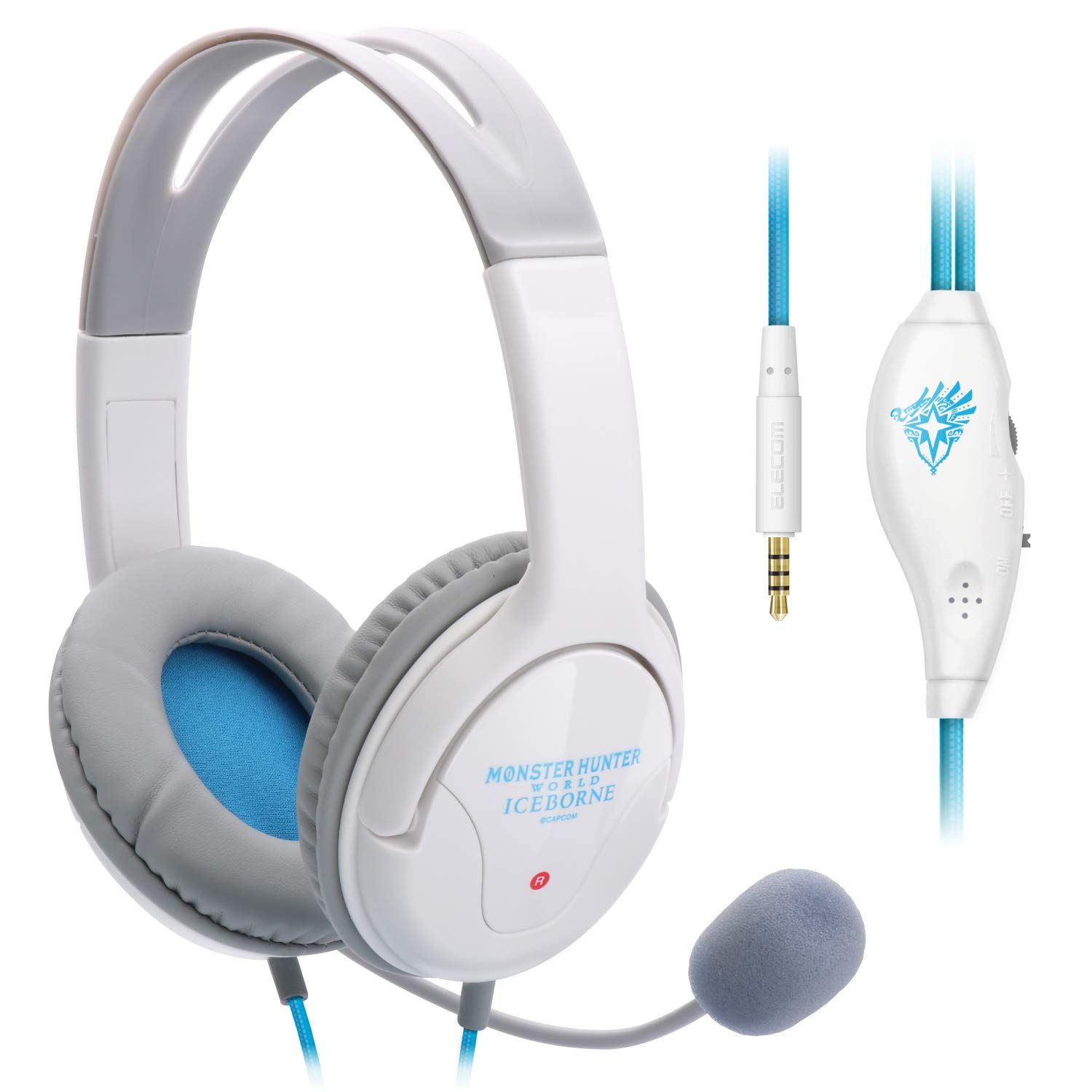 

ELECOM Monster Hunter Iceborne x ELECOM гарнитура микрофон бинауральный верхний для PS4 World: 4-полюсный 1,0 м HS-MHW03WH