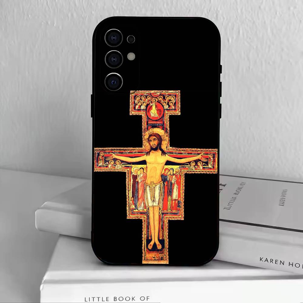 O-Orthodox Cross Phone Case For Samsung S25,S24,S21,S22,S23,S30,Ultra,S20,Plus,Fe,Soft Silicone Black Cover