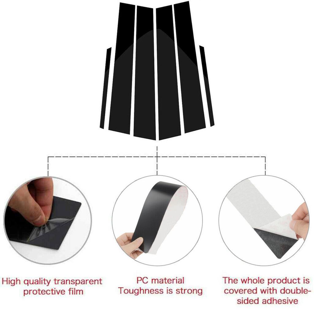 6pcs/set Car Door Window Pillars B-pillar Post Trim Stickers PC Plastic for Toyota Corolla 2014-2018