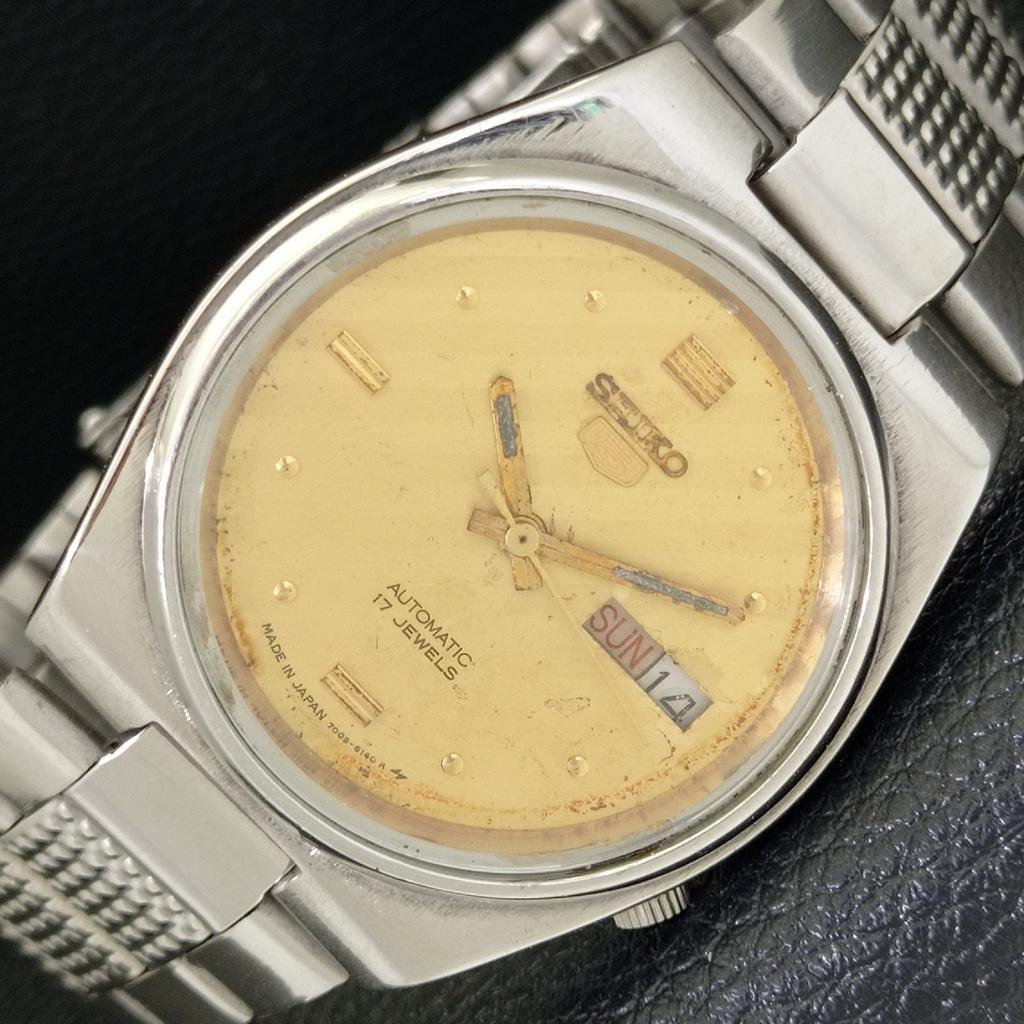 

ОРИГИНАЛЬНЫЕ ВИНТАЖНЫЕ МУЖСКИЕ АВТОМАТИЧЕСКИЕ ЧАСЫ SEIKO 5 ЯПОНСКОГО ПРОИЗВОДСТВА С ОРИГИНАЛЬНЫМ ЦИФЕРБЛАТОМ a500795-5 R154-a500795