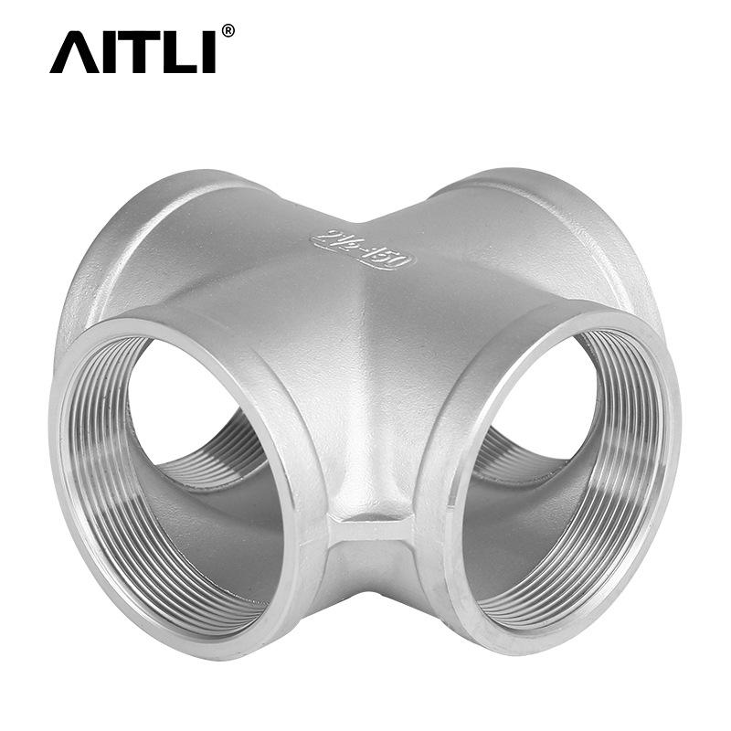 304 Stainless Steel Four-Way Internal Threaded Pipe Connector