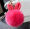 Cute Fluffy Bunny Toys Bear Keychain Rabbit Ear Key Chain Fur Woman Bag Charms Keyring Pom  Charm Pendant