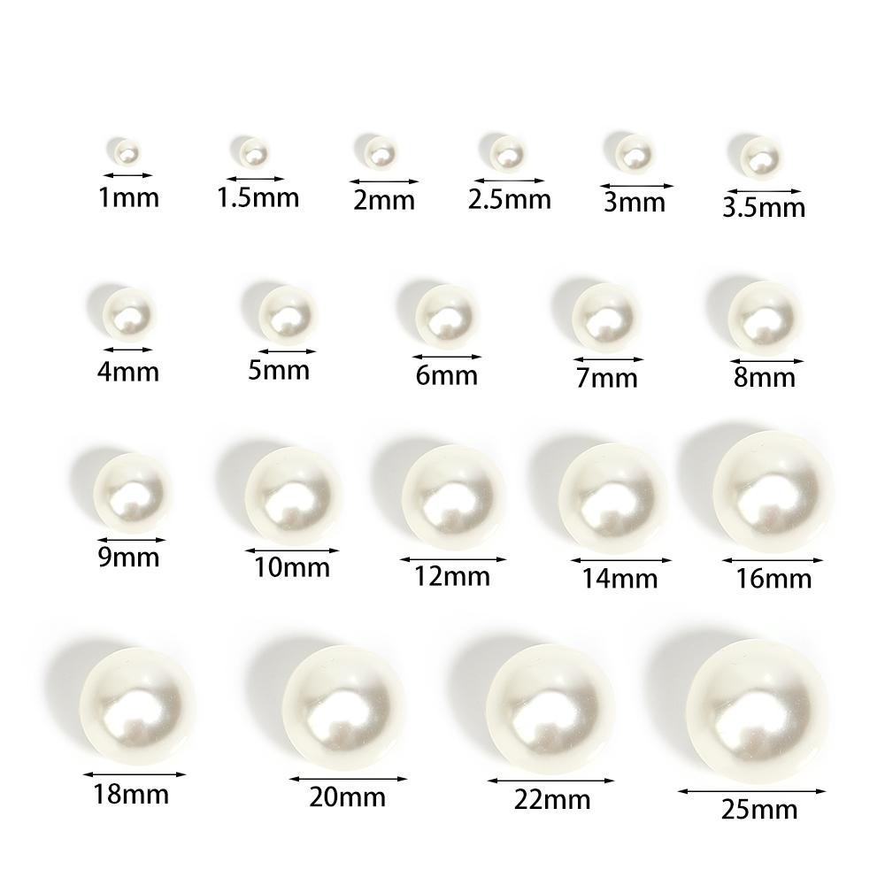 10-1000pcs/lot 1-20mm ABS Imitation Pearl Acrylic Beads No Hole Round Beads For DIY Bracelet Phone Chains Jewelry Accessories