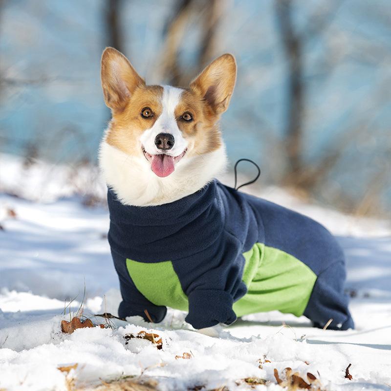 Winter-Overall für Hunde Rückenreißverschluss Warmes Fleece Hunde-Jumpsuit Verstellbar Winddicht Hundekleidung Haustiermantel für männliche weibliche Hunde