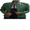 Women's Green Leather Biker Jacket,Motorcycle Jacket,Bomber Jacket,Quilted Biker Jacket,Moto Jacket,Christmas Gift For Her,halloween Gift For Her