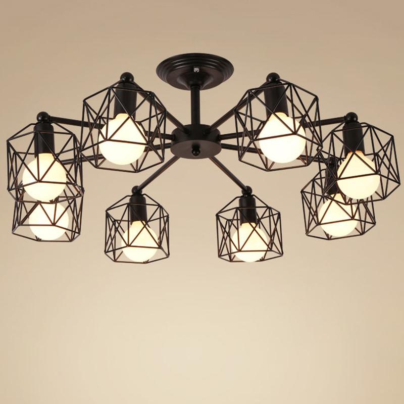 Modern Ceiling Lamp E27 Chandelier Lighting Black Iron Cage  Light Fixtures Kitchen Bedroom Living Room Other Bedrooms Home Ligh
