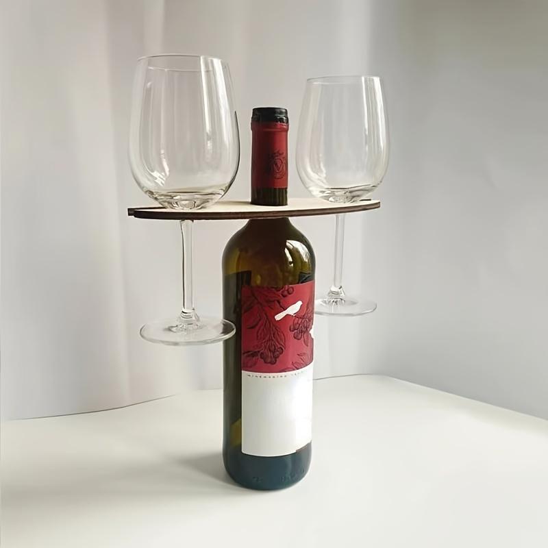 4Pcs Unique Wooden Wine Rack Holder - Wine Accessories for Home Bar, Restaurant, KTV, Wedding Gift, Party Favor - Personalized Creative Crafts,