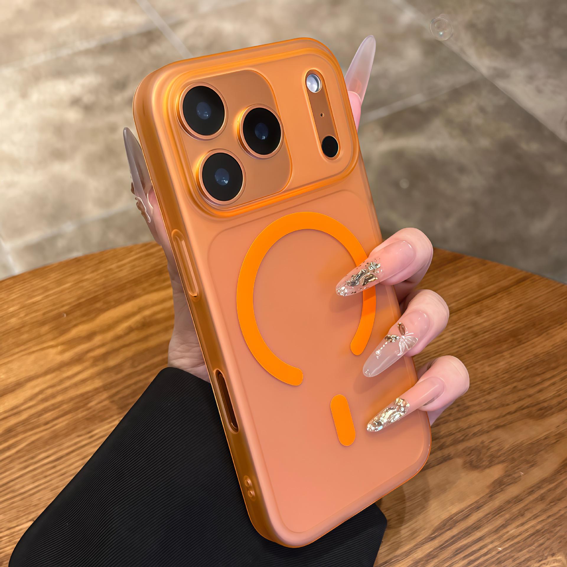 

iPhone 17 Pro Max Ice Mist Magnetic Frosted Orange Protective Case iPhone 14 Pro