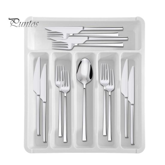 Plateau de rangement pour tiroir de cuisine, support extensible pour couverts, séparateur d'ustensiles en plastique réglable, rangement pour spatules, outils et gadgets