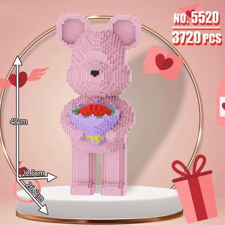 Girls' Compatible Lego: Violent Bear Building Block Series - Educational Micro-Block Interlocking Toys & Gifts
