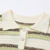 Women's Striped Polo Knit Short-Sleeve Top
