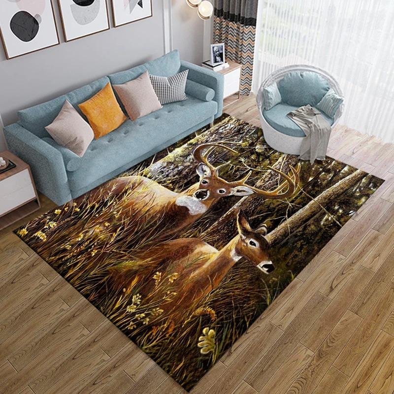 Flag and Deer Pattern Non-slip Rug Suitable for Living Room Bathroom Bedroom and Other Home Décor Creative Doormat Cool Rug