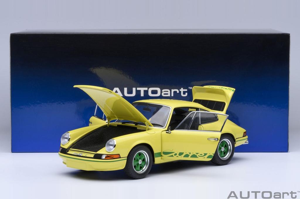 AUTOart Scale Porsche 911 Carrera RS Yellow with Green Finished Product 78033 1/18 2.7 (Light Stripes)
