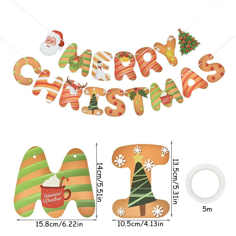 Christmas Bunting Banner Merry Christmas Decoration New Year Hanging Paper Garland for Home Navidad Decor Noel Xmas Party