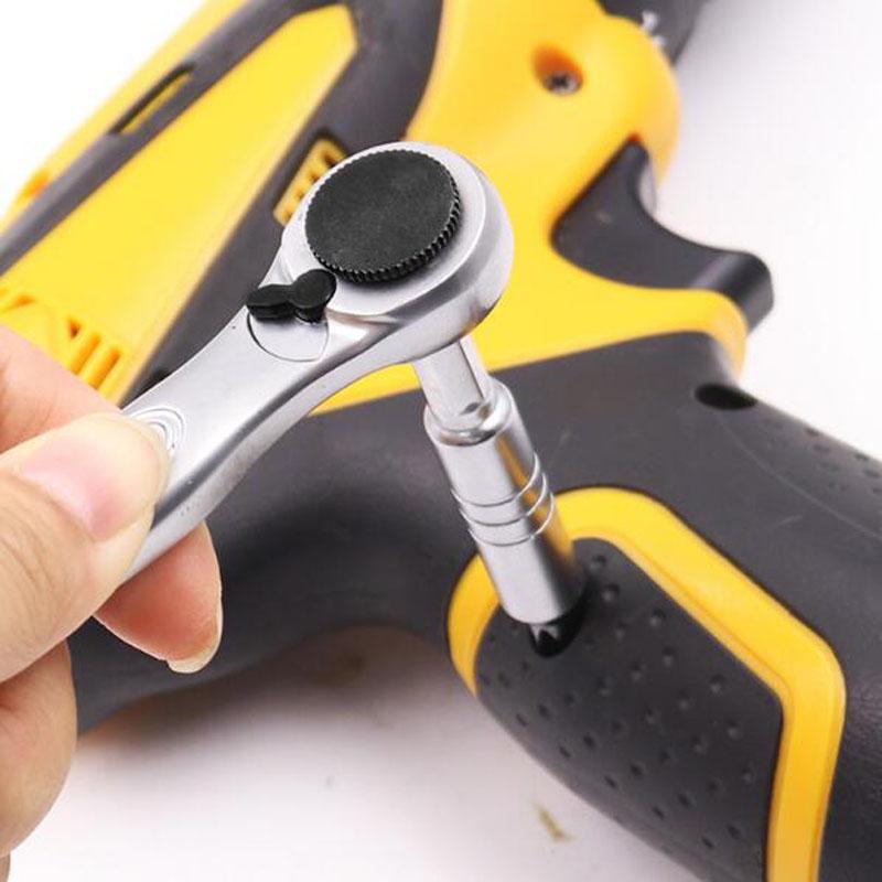 12Pcs Portable Mini Ratchet Wrench Close Quarter Adjustable Ratcheting Screwdriver Bits Set with 1/4 Drive Tool Sets