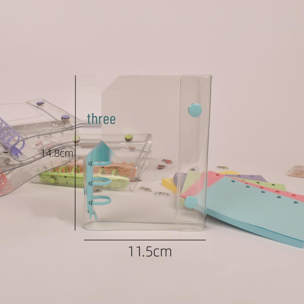 A7 Transparent Double-Ring PVC Ledger with Colored Shell Casing