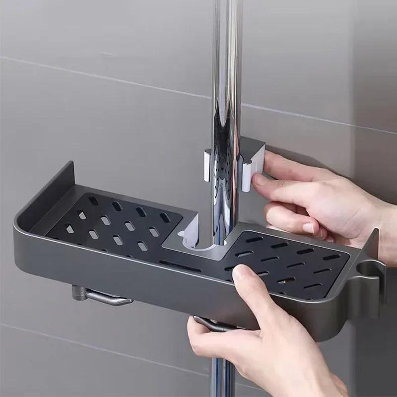 Raft de duș Raft de depozitare Suport de ridicare de uz casnic pentru baie Fără perforare Toaletă Bară de duș Tavă de depozitare Accesorii de baie