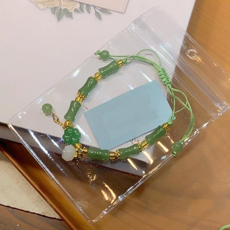 Chinese Style Handmade Lucky Four-Leaf Clover Beaded Bracelet For Women Girls Party Charm Jewelry Gifts