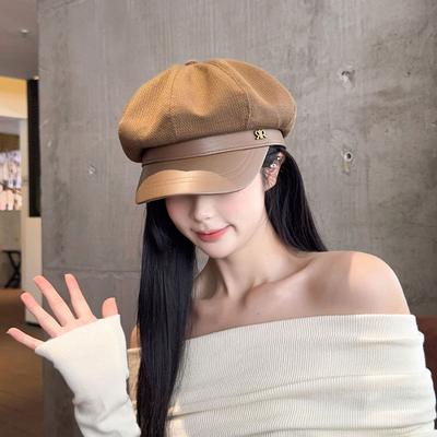 Beret Women's French High End Painter's Hat Japanese Style Large Head Circumference Showing Face Small Octagonal Hat for Women