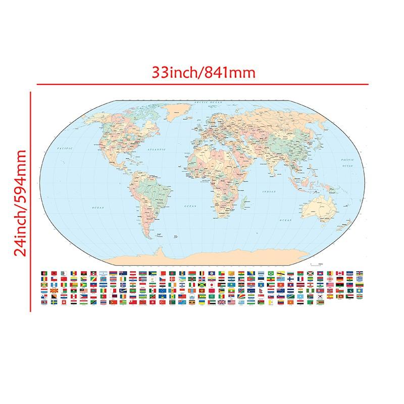 World Map Backdrop Cloth with National Flags,for Travel-Themed Parties,Educational Decor,Photo Shoot Background,Home Decor