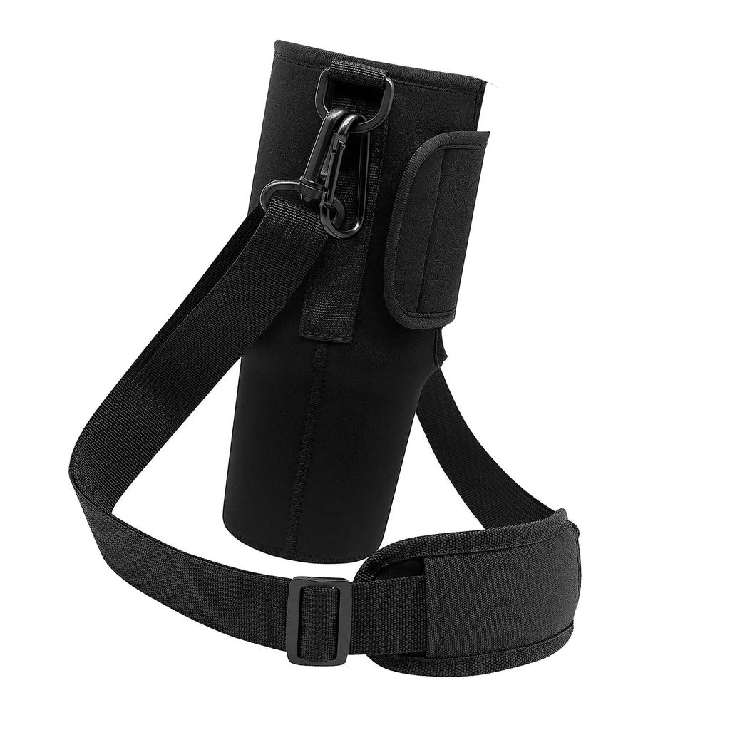 Borsa Porta Borraccia Bambino Portatile Porta Borraccia con Tracolla Regolabile per Escursionismo Nero