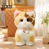 Plush Toy Accessory Cute Kitten Pendant with Glasses And Tie, Soft Stuffed Animal Gift for Kids Teens Keychain Backpacks Keys, Decorative Hanging
