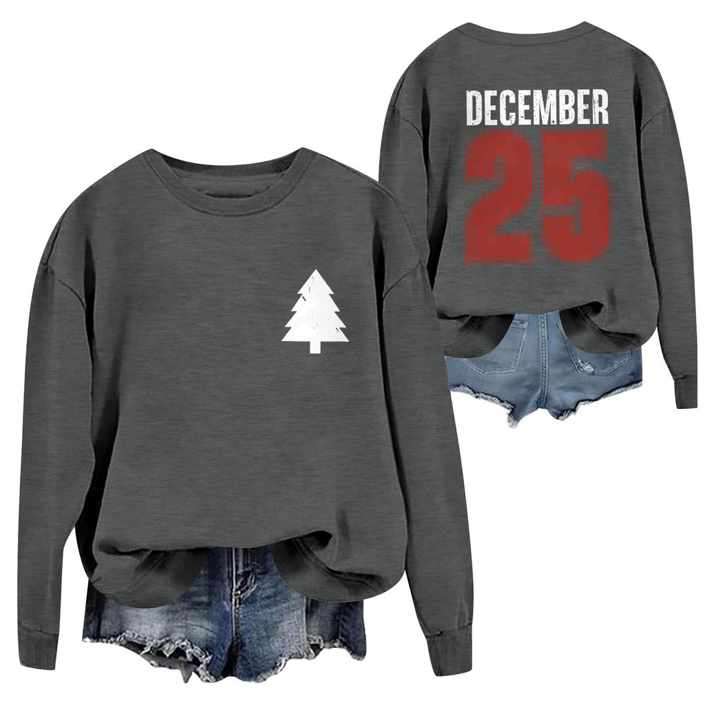 Weihnachts-T-Shirts und Sweatshirts, Damen-Sweatshirts, Langärmelige Pullover-Sweatshirts, Damen-Langarmtops