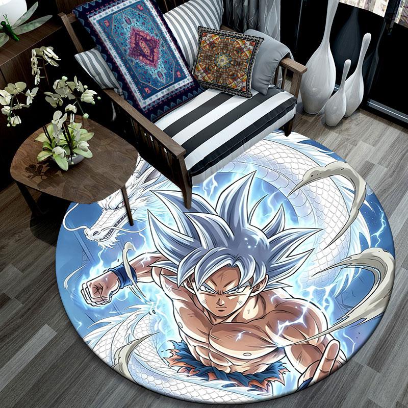 Son Goku,Round Area Rug,Carpet Rug for Living Room Bedroom Sofa Playroom Decor,Non-slip Floor Mat